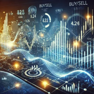 Stock market graph showing fluctuations, buy_sell indicators, and growth trends