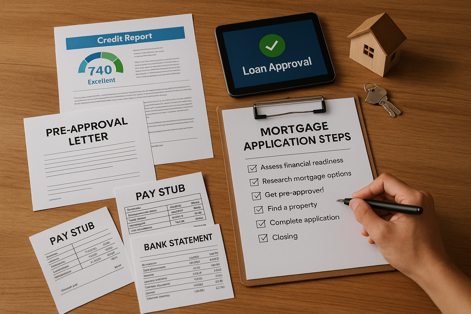 workspace setup that visually tells the story of a mortgage application